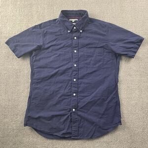 Uniqlo Shirt Adult Medium Blue Button Up Short Sleeve Casual Preppy Men's